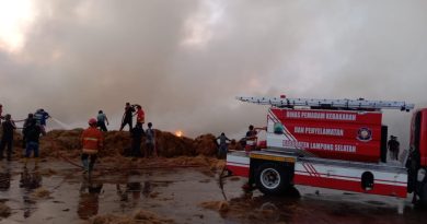 KEBAKARAN PABRIK SABUT KELAPA DI SIDOMULYO